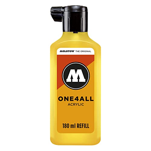 MOLOTOW ONE4ALL Acrylic Paint Refill, For Molotow ONE4ALL Paint Marker, Zinc Yellow, 180ml Bottle, 1 Each (692.006) - color: Zinc Yellow, size: 6.1 fl oz