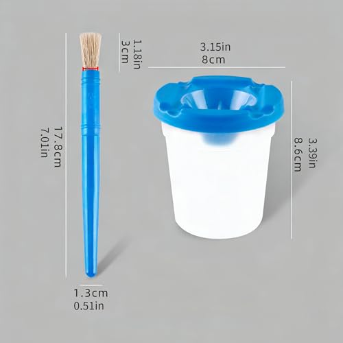 ordinarYone 10 x Leakproof Brush Wash Cups with Sealed Lid, Transparent Cup and Art Brush Set for Art Drawing