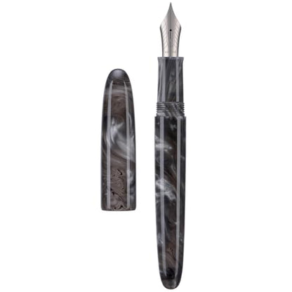 Asvine C80 Fountain Pen #8 Stub 1.1mm Nib Large Handcraft Calligraphy Art Drawing Pen with Converter Pen Case Collection Set (Gray Ripple) - color: Gray Ripple, style: Stub