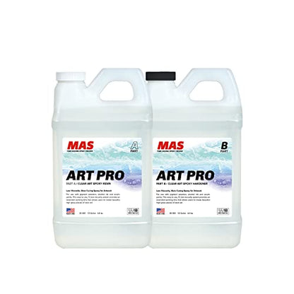 MAS Epoxies Art Pro Epoxy Clear Kit 1-Gallon (0.5-Gal Resin and 0.5-Gal Hardener) Low Viscosity and Enhanced UV Resistance, Ideal for Jewelry Making, Flower Preservation, and Other Resin Crafts - size: 1 Gallon