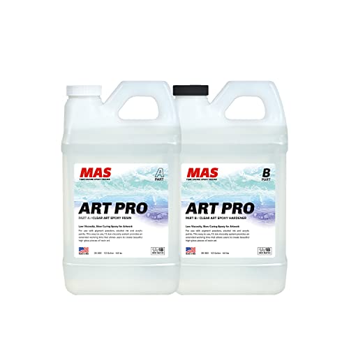 MAS Epoxies Art Pro Epoxy Clear Kit 1-Gallon (0.5-Gal Resin and 0.5-Gal Hardener) Low Viscosity and Enhanced UV Resistance, Ideal for Jewelry Making, Flower Preservation, and Other Resin Crafts - size: 1 Gallon
