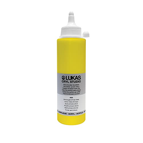 Lukas CRYL Studio Artist Acrylic Paint, Lemon Yellow (Primary), 250 ml Bottle - High Pigment Acrylic Paints for Canvas Painting, Large Scale Works - Medium-Viscosity, Water-Mixable, Fast Drying - color: Lemon Yellow (Primary), size: 8.5 Fl Oz (Pack of 1)