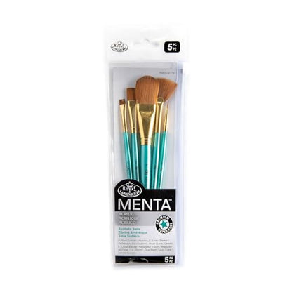 Royal & Langnickel Menta, 5pc Oval Wash Variety Brush Set, Includes - Oval Wash, Wash, Liner, Chisel & Fan Brushes - style: OVAL WASH VARIETY