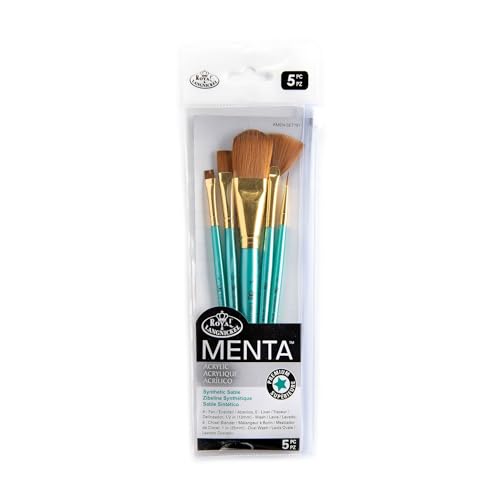 Royal & Langnickel Menta, 5pc Oval Wash Variety Brush Set, Includes - Oval Wash, Wash, Liner, Chisel & Fan Brushes - style: OVAL WASH VARIETY