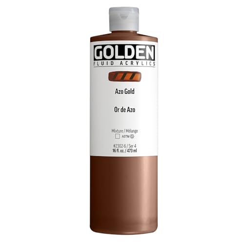 GOLDEN Fluid Acrylics, Azo Gold, 16 fl. oz. Bottle, Professional Acrylic Paint, Transparent