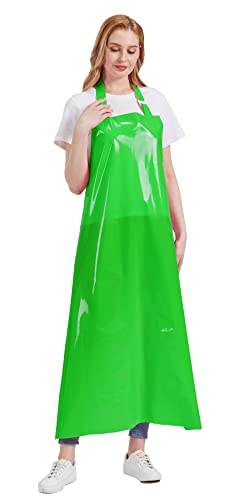 Nanxson TPU Waterproof Apron Lightweight Work Apron with Adjustable Buckle | Liquid Resistant,Neck buckle design,Easy to clean,Unisex,Butcher Apron for Dishwashing Grooming,Halloween - color: Green