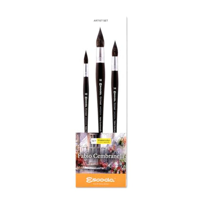 Escoda | Watercolour | Artist Set Fabio Cembranelli 1 | Size 10,14,18 | 3 Brushes | Synthetic tendo | Round mop - size: Round mop