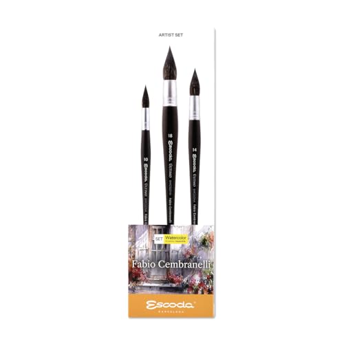 Escoda | Watercolour | Artist Set Fabio Cembranelli 1 | Size 10,14,18 | 3 Brushes | Synthetic tendo | Round mop - size: Round mop