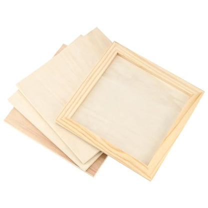 LEXININ 12 Pack 6 x 6 x 1/2 Inch Square Wooden Panels, 15 x 15 x 1.5cm Unfinished Square Wood Canvas Board, Cradled Painting Panel for DIY Art Craft