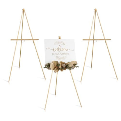 Wooden Easels for Display, Wood Easels for Wedding Signs, Stand Tripod with Adjustable Tray A-Frame Light Duty for Poster, Welcome Sign, Art Show & Baby Shower (3 Pack, 63") - color: 3Pack-Natural