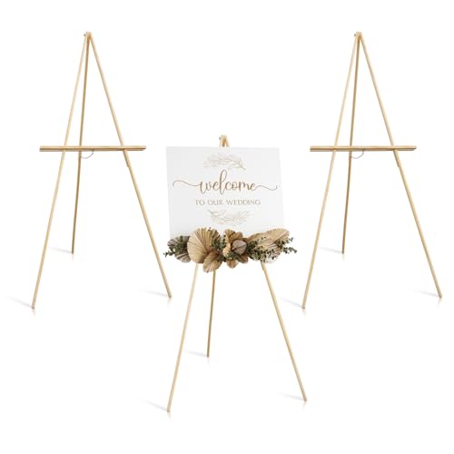 Wooden Easels for Display, Wood Easels for Wedding Signs, Stand Tripod with Adjustable Tray A-Frame Light Duty for Poster, Welcome Sign, Art Show & Baby Shower (3 Pack, 63") - color: 3Pack-Natural