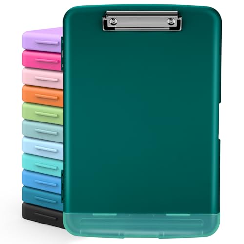 Sooez Clipboards with Storage, High Capacity Clip Boards 8.5x11 with Storage, Heavy Duty Nursing Clipboard Folder, Plastic Clipboard with Pen Holder for Women Teachers Work, School & Office Supplies - color: Dark Green