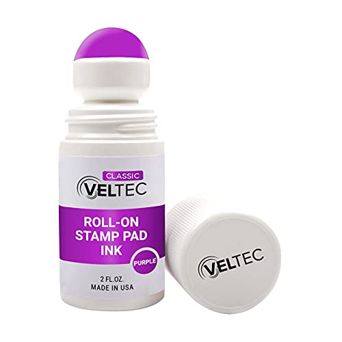 Veltec Classic Roll-on Stamp Pad Ink Refill, 2 oz Bottle, Apply to Ink Pad with Roller Ball (Purple) - color: Purple