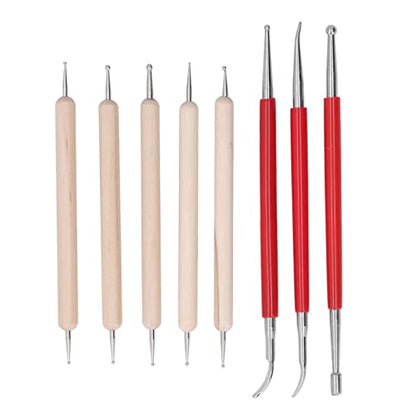 Double End Tracing Dotting Stylus, Small Portable Engraving Stylus Set with Stainless Steel Tips for Modeling Carving Smoothing Clay Ceramic Sculpture DIY Crafts