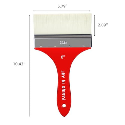 Falling in Art Flat Paddle Paint Brush, Large Scale Brush for Oil and Acrylic Paints, 6 Inch - color: Flat, size: 6''