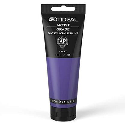 GOTIDEAL Acrylic Paint Violet Tubes(120ml, 4.1 oz) Non Toxic Non Fading,Rich Pigments for Painters,Ideal for Canvas Wood Clay Fabric Ceramic Craft Supplies (Violet) - color: Violet, style: Regular