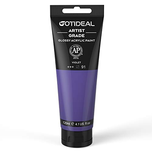 GOTIDEAL Acrylic Paint Violet Tubes(120ml, 4.1 oz) Non Toxic Non Fading,Rich Pigments for Painters,Ideal for Canvas Wood Clay Fabric Ceramic Craft Supplies (Violet) - color: Violet, style: Regular