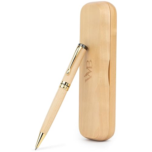 Wordsworth and Black Ballpoint Pen Set - Stunning Luxury Pen Bamboo Maplewood Gold Finish, Refillable, Best Ball Pen for Men & Women, Black Ink Refill, Elegant, Point Pen - color: Maple Wood