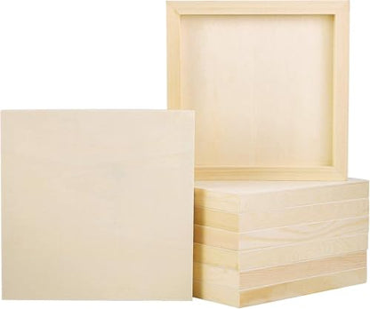 ADXCO 8 Pack Wood Panels 8 x 8 Inch Unfinished Wood Canvas Wooden Panel Boards for Painting, Pouring, Arts Use with Oils, Acrylics - size: 8 x 8 inch