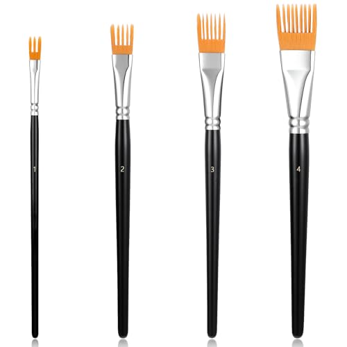 4Pcs Comb Artist Brush Set, Professional Artist Paintbrushes for Acrylic Painting, Paint Brush for Acrylic, Oil and Watercolor
