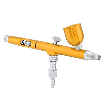 Yosoo Airbrush Kit, Multi-Purpose Feed Dual SpraySet Capacity 0.3MM Spray Kit Tools for Paint Art Tattoo Nail Design(Gold) - color: Gold
