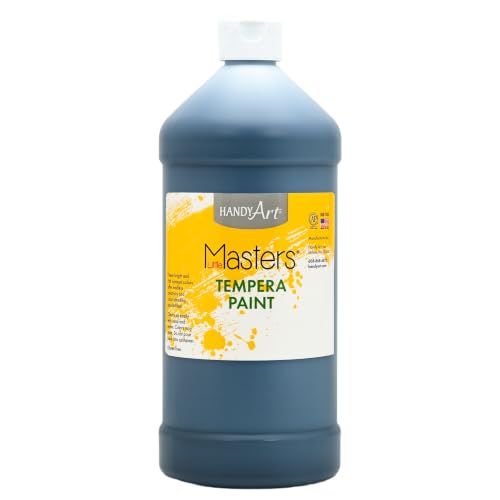 Handy Art Little Masters Tempera Paint, Black, 32 oz Bottle, Bright & Mixable, High Opacity, Washable Colors for Classroom, Students, Kids, Young Artists, Safe & Non-Toxic, Made in USA - color: Black, size: 32 Fl Oz (Pack of 1)
