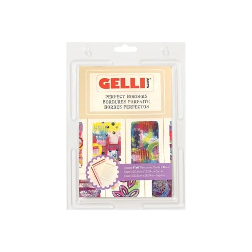 Gelli Arts Border Printing Kit – 4"x6" Gel Plate and Placement Tool, Reusable Monoprinting Pack for Home Art, Handmade Cards, Postcards, & Scrapbooking, Ideal Printmaking Supplies for DIY Crafts. - color: Clear - 4 X 6
