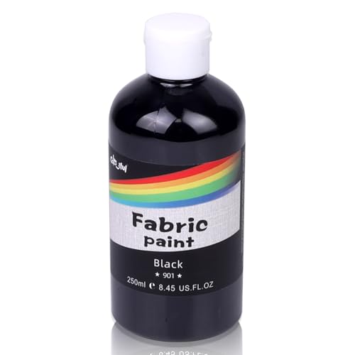 Colorful Permanent Fabric Paint for Furniture, 8.45 oz (250 ml) Fabric Paint for Clothes, Soft Rich Pigment Non-Toxic Textile Paint for Fabric DIY Crafts T-shirts Shoes Jeans DIY for Adult - color: Black, size: 8.3 Fl Oz (Pack of 1)
