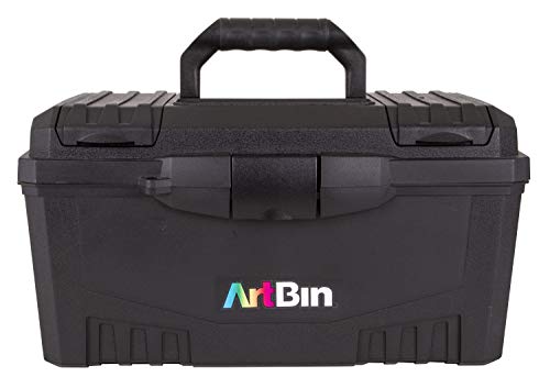 ArtBin 6918AB Twin Top 17 inch Supply Box, Portable Art & Craft Supply Organizer with Handle, [1] Plastic Storage Case, Black - color: Black
