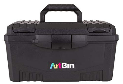 ArtBin 6918AB Twin Top 17 inch Supply Box, Portable Art & Craft Supply Organizer with Handle, [1] Plastic Storage Case, Black - color: Black