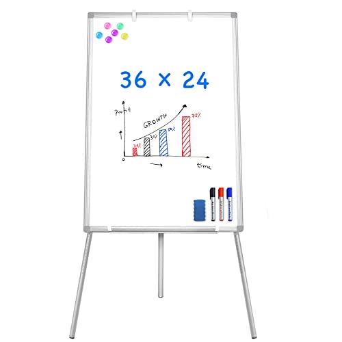 Easel Whiteboard - Magnetic Portable Dry Erase 36 x 24 Tripod Height Adjustable, 3' x 2' Flipchart Easel Stand White Board for Office or Teaching at Home & Classroom (36x24 White) - style: 36x24 White
