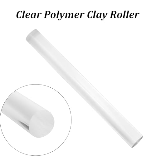 pson Clear Polymer Clay Roller, Non-Stick Rolling Pin Acrylic Tube, Thickness Rings Clay Tools for DIY Crafts/Art Supplies (19.5 * 2cm)
