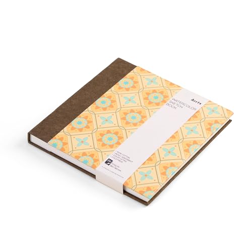 Arrtx Watercolor Sketchbook, Square 7.1 x 7.1 Inch 100% Cotton Cold Press, 300gsm/140lb, Acid-Free, Double-Sided Textured Surface, 24 Sheets for Painting, Sketching & Mixed Media - size: 7.1 x 7.1 inch