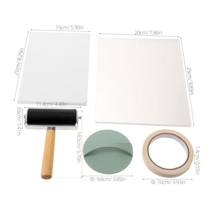 JEWEDECO Reusable Gel Plate Printing Kit for Monoprinting with Manual Roller Tool, Baren, Tape, and Printing Paper, Compatible with Water-Based Paints, Beginner-Friendly for DIY Journaling