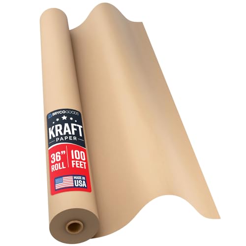 Large Brown Kraft Paper Roll - 36" x 1200" (100 ft) - Made in USA - Ideal for Gift Wrapping, Packing, Moving, Postal, Shipping, Parcel, Wall Art, Crafts, Bulletin Boards, Floor Cover or Table Runner - color: Brown, size: 36" x 100'
