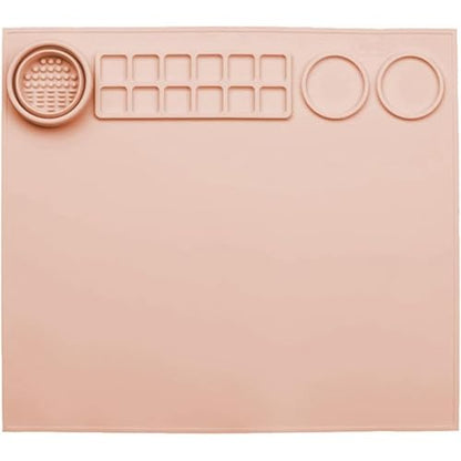 Silicone Painting Mat with Paint Trays and Brush Cleaner Cup, Waterproof Art Mat for Kids Adults DIY Crafts, Non-Stick Craft Mat for Table Protection, Blue - color: Orange
