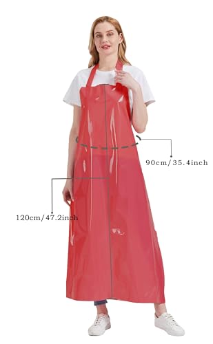 Nanxson TPU Waterproof Apron Lightweight Work Apron with Adjustable Buckle | Liquid Resistant,Neck buckle design,Easy to clean,Unisex,Butcher Apron for Dishwashing Grooming,Halloween - color: Red