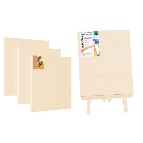12x12 Inch & 8x10 Inch Unfinished Wooden Canvas Panels - 1/2" Deep Cradle Boards with Easel for Acrylic, Oil Painting, Pouring Art, and DIY Crafts | Basswood Art Panels for Artists, Christmas Decor, a