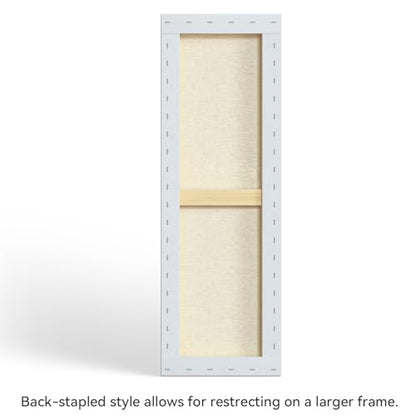 PHOENIX 12x36 Inch 3 Pack Artist Canvas - Large Skinny Stretched Canvases for Painting - 3/4 Inch Profile, 100% Cotton 11 Oz. Gesso Primed White Blank Professional Canvas Oil & Acrylic Paints - size: 12"x36", style: Traditional