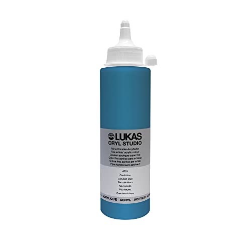 Lukas CRYL Studio Artist Acrylic Paint, Cerulean Blue, 250 ml Bottle - High Pigment Acrylic Paints for Canvas Painting, Large Scale Works - Medium-Viscosity, Water-Mixable, Fast Drying - color: Cerulean Blue, size: 8.5 Fl Oz (Pack of 1)