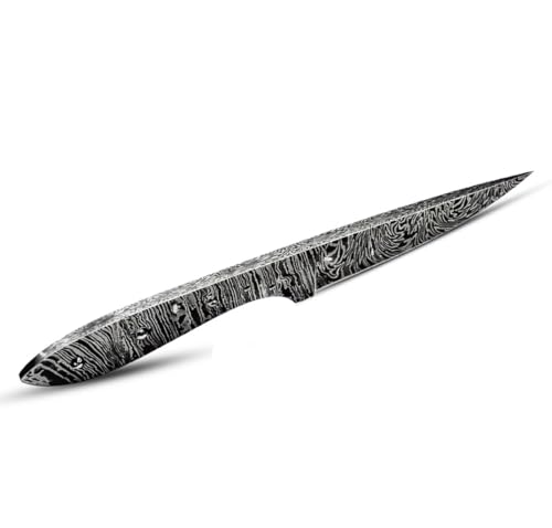 Custom Hand Forged Damascus Steel Blank Blade Knife Making Kit, Leather sheath, Pin, Scale, DIY Hunting, Camping Blade, Damascus Blade Billet Handmade, Knife Making Supply (BK-L) - color: BK-L