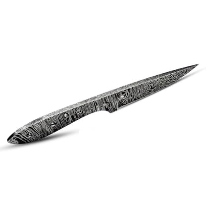 Custom Hand Forged Damascus Steel Blank Blade Knife Making Kit, Leather sheath, Pin, Scale, DIY Hunting, Camping Blade, Damascus Blade Billet Handmade, Knife Making Supply (BK-L) - color: BK-L