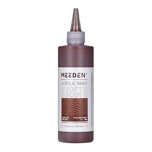 MEEDEN Vandyke Brown Acrylic Paint: Matte Finish 250ml/8.45oz Soft Body Bulk Acrylic Colors in Ergonomic Bottle - Fluid Flow Art Paints for Artists Canvas Painting - color: Vandyke Brown