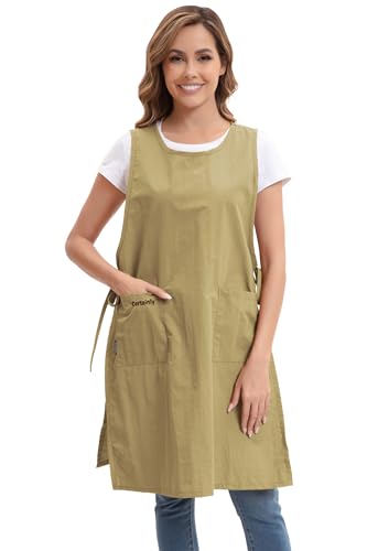 Nanxson Waterproof Apron with Pockets Plus Size Chef Apron | Side tie design,Split-piece apron,for Cooking Kitchen Baking Painting Grilling, - color: Yellow