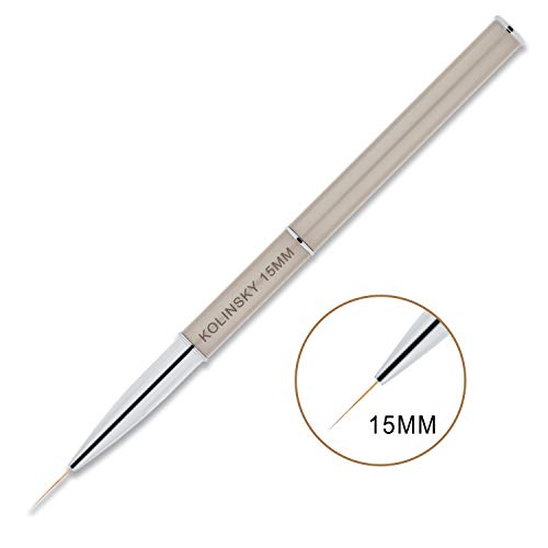 Beaute Galleria 1 Piece Kolinsky Sable Nail Art Liner Striping Brush, for Thin Fine Line Drawing, Detail Painting, Striping, Blending, One Stroke, Acrylic Nail Art Brush (Size: 15MM) - size: Striping (15mm)