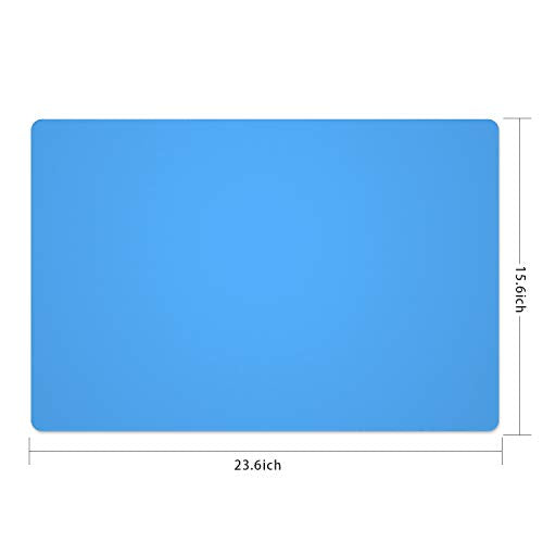 Silicone Placemats, Food-Grade Non-Slip Waterproof, Dining, Stain Resistant, Countertop Protector, Kitchen Counter Mat, Heat Resistant, Baking mat Dishwasher Safe (23.6"×15.7"-1pack, Blue) - color: Blue, size: 23.6"×15.7"-1pack