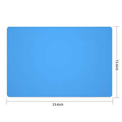 Silicone Placemats, Food-Grade Non-Slip Waterproof, Dining, Stain Resistant, Countertop Protector, Kitchen Counter Mat, Heat Resistant, Baking mat Dishwasher Safe (23.6"×15.7"-1pack, Blue) - color: Blue, size: 23.6"×15.7"-1pack