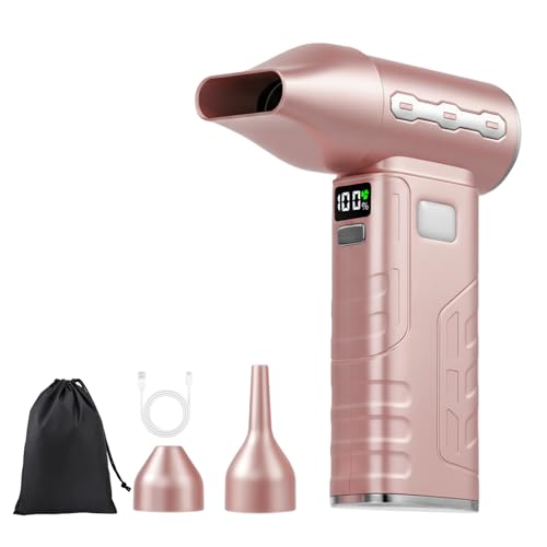 Cordless Acrylic Paint Pouring Blower with 3 Nozzles, 5 Speed Adjustable Mini Paint Dryer for Fluid Art, Acrylic Pouring, Watercolor, Resin, Dutch Pour Floetrol Craft Projects - color: Pink