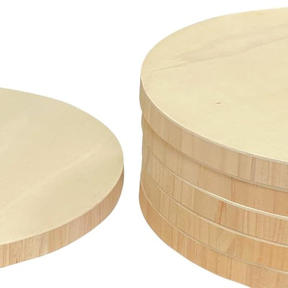 6 Pack 14 Inch Round Wood Canvas Panels Unfinished Wooden Plates Round Wood Cradle Boards for Pouring Arts Painting Crafts - size: 14 in