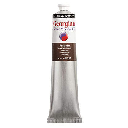 Daler-Rowney Georgian Water Mixable Oil Paint Raw Umber 200ml Tube - Art Paints for Canvas Paper and More - Oil Painting Supplies for Artists and Students - Artist Oil Paint for Any Skill Set